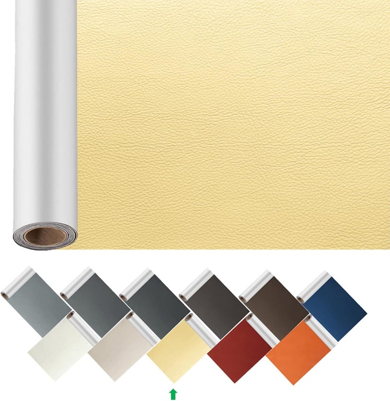 ILOFRI Leather Repair Tape Big Size 60x17 inch, Durable Self Adhesive Vinyl and Leather Repair Kit for Couch, Car Seat, Furniture, Sofa, Chair. Bonded Leather Repair Patch - Khaki - Image 1
